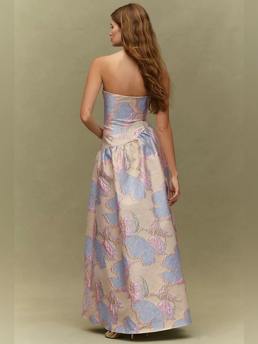 Elliatt Strapless Jacquard Gown in Blush, Lavender and Pale Blue - Picture 4 of 9